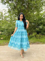 Bollywood Indian Pakistani Ethnic Party Wear Women Soft Pure Tubby Organza Midi Dress