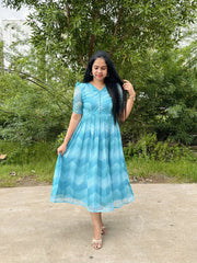 Bollywood Indian Pakistani Ethnic Party Wear Women Soft Pure Tubby Organza Midi Dress