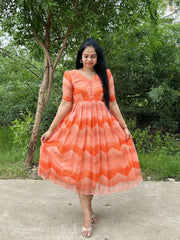 Bollywood Indian Pakistani Ethnic Party Wear Women Soft Pure Tubby Organza Midi Dress