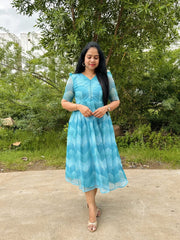 Bollywood Indische Pakistanische Ethnische Party Tragen Frauen Weiche Reine Tubby Organza Midi Kleid