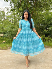 Bollywood Indian Pakistani Ethnic Party Wear Women Soft Pure Tubby Organza Midi Dress