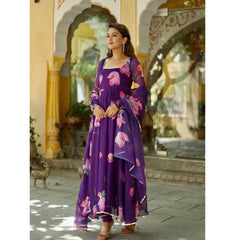 Болливудская индийская пакистанская этническая праздничная одежда женское мягкое чистое цветочное платье Жоржетта Анаркали