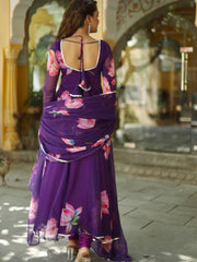 Bollywood Indische Pakistanische Ethnische Party Tragen Frauen Weiche Reine Floral Georgette Anarkali Kleid