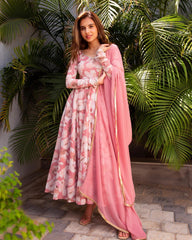 Bollywood Indische Pakistanische Ethno Party Wear Damen Weicher Reiner Kunst Georgette Rosa Anzug Set Kleid
