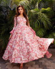 Болливудская индийская пакистанская этническая праздничная одежда для женщин мягкий чистый искусственный жоржет розовый костюм комплект платье