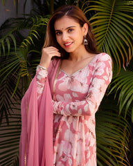 Bollywood Indische Pakistanische Ethno Party Wear Damen Weicher Reiner Kunst Georgette Rosa Anzug Set Kleid