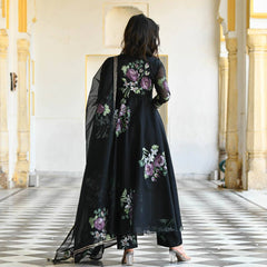 Болливудская индийская пакистанская этническая праздничная одежда, женская мягкая чистая органза, черный костюм с кистью, платье с Dupatta