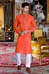 Bollywood Indische Pakistanische Ethnische Party Tragen Reine Weiche Seide Männer Kurta Seide Pyjama Baumwolle