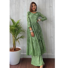 Bollywood Indische Pakistanische Ethno Party Wear Damen Weiche Reine Baumwolle Kurti Plazzo Set Kleid