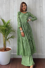 Bollywood Indische Pakistanische Ethno Party Wear Damen Weiche Reine Baumwolle Kurti Plazzo Set Kleid