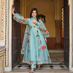 Bollywood Indische Pakistanische Ethnische Party Tragen Frauen Weiche Reine Tubby Organza Anzug Kleid