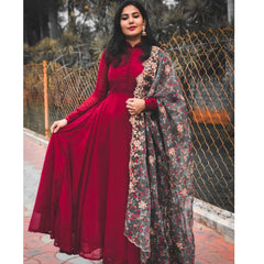 Bollywood Indian Pakistani Ethnic Party Wear Women Soft Pure 1000 Butti Georgette Gown With Dupatta Dress