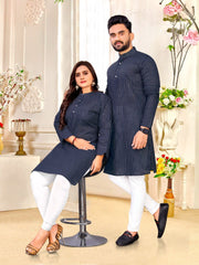 Bollywood Indische Pakistanische Ethnische Party Wear Reine Weiche Halbschwere Leinen Baumwolle Männer Frauen Kurta Pyjama Combo