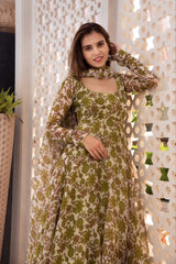 Болливудская индийская пакистанская этническая праздничная одежда, женский мягкий костюм из искусственного жоржетта с цветочным принтом, платье Kurta &amp; Dupatta