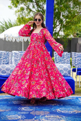 Bollywood Indian Pakistani Ethnic Party Wear Women Soft Pure Faux Georgette Floral Maxi Dress