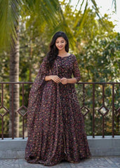Bollywood Indische Pakistanische Ethnische Party Tragen Frauen Weiche Reine Georgette Anarkali Kleid