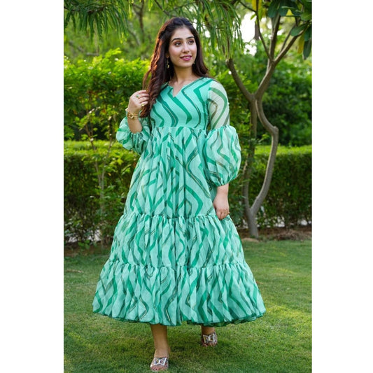 Bollywood Indian Pakistani Ethnic Party Wear Women Soft Pure Tubby Organza Green Dress