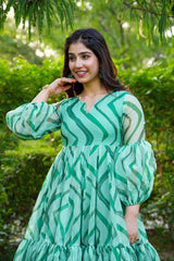 Bollywood Indian Pakistani Ethnic Party Wear Women Soft Pure Tubby Organza Green Dress