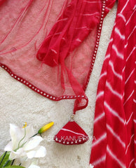Bollywood Indian Pakistani Ethnic Party Wear Women Soft Pure Faux Georgette Red Leheriya Dress