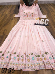 Болливудская индийская пакистанская этническая праздничная одежда, женский мягкий чистый искусственный жоржет, пастельный розовый костюм Чиканкари с платьем Dupatta