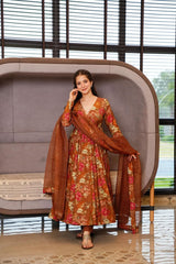 Болливудская индийская пакистанская этническая праздничная одежда, женский мягкий костюм из чистого вискозы с цветочным принтом, комплект, платье