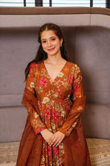 Bollywood Indische Pakistanische Ethno Party Wear Damen Weicher Reiner Viskose Blumendruck Anzug Set Kleid