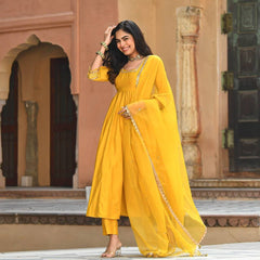 Bollywood Indische Pakistanische Ethnische Party Tragen Frauen Weiche Reine Seide Anarkali Dupatta Organza Kleid