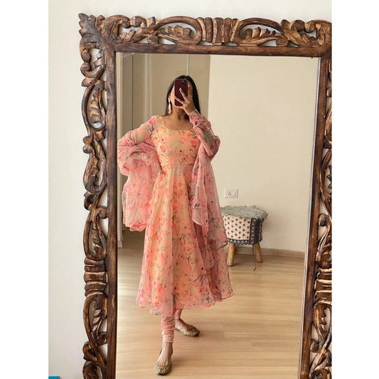 Bollywood Indian Pakistani Ethnic Party Wear Women Soft Pure Organza Anarkali With Dupatta Dress