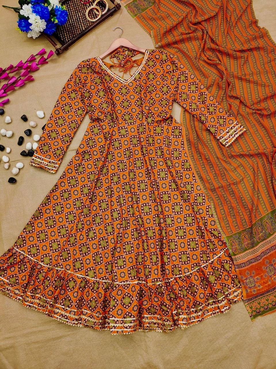 Bollywood Indian Pakistani Ethnic Party Wear Women Soft Pure Rayon Mustard Maxi Dress With Dupatta