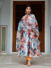 Bollywood Indische Pakistanische Ethnische Party Tragen Frauen Weiche Reine Tubby Organza Floral Anarkali Kleid