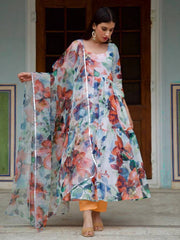 Болливудская индийская пакистанская этническая праздничная одежда женское мягкое чистое платье из органзы с цветочным принтом Anarkali