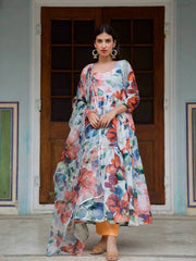 Болливудская индийская пакистанская этническая праздничная одежда женское мягкое чистое платье из органзы с цветочным принтом Anarkali