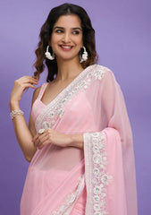 Болливудская индийская пакистанская этническая праздничная одежда из мягкого чистого жоржета сари/сари/сари для женщин и девочек