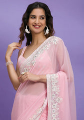 Bollywood, indische, pakistanische, ethnische Partykleidung, weicher reiner Georgette, Sari/Saris/Sari für Damen und Mädchen