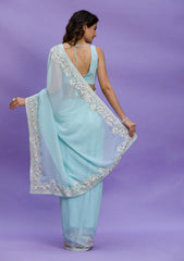 Bollywood, indische, pakistanische, ethnische Partykleidung, weicher reiner Georgette, Sari/Saris/Sari für Damen und Mädchen