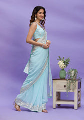 Bollywood, indische, pakistanische, ethnische Partykleidung, weicher reiner Georgette, Sari/Saris/Sari für Damen und Mädchen