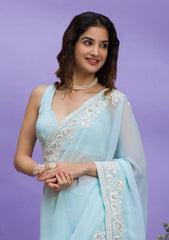 Bollywood, indische, pakistanische, ethnische Partykleidung, weicher reiner Georgette, Sari/Saris/Sari für Damen und Mädchen