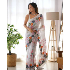 Bollywood, indische, pakistanische, ethnische Partykleidung, weicher reiner Georgette, Sari/Saris für Damen und Mädchen