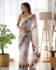 Bollywood, indische, pakistanische, ethnische Partykleidung, weicher reiner Georgette, Sari/Saris für Damen und Mädchen