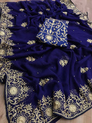 Болливудская индийская пакистанская этническая праздничная одежда из мягкого чистого жоржета сари/сари для женщин и девочек