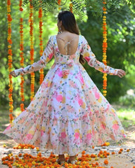 Болливудская индийская пакистанская этническая праздничная одежда, женская мягкая чистая искусственная жоржетта, розовые бархатцы, анаркали с платьем Dupatta