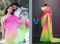 Bollywood, indische, pakistanische, ethnische Partykleidung, weicher, reiner Georgette-Sari