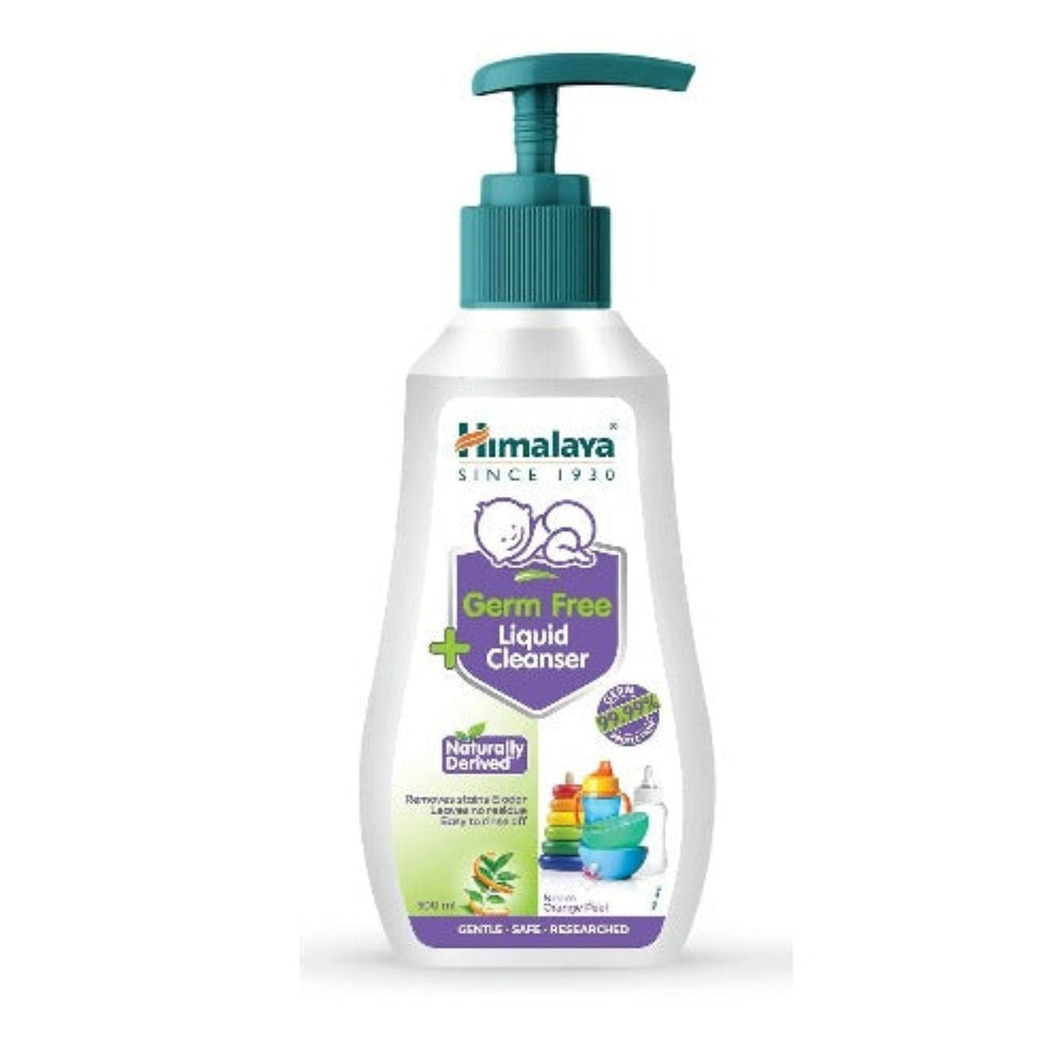 Himalaya Herbal Ayurvedischer keimfreier Flüssigreiniger für die Babypflege, reinigt, entfernt Keime, Flecken und Gerüche wirksam von Babys Esszubehör und Spielzeug, flüssig, 500 ml