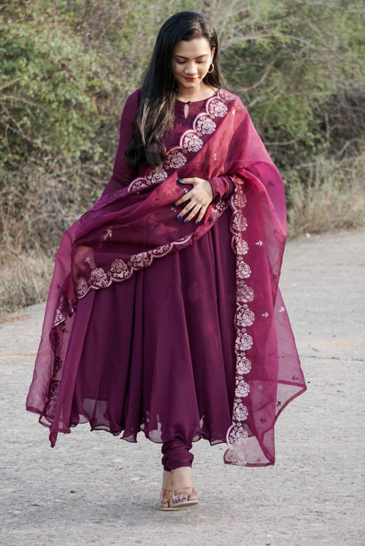 Bollywood Indian Pakistani Ethnic Party Wear Women Soft Pure Vichitra Gown With Dupatta Dress