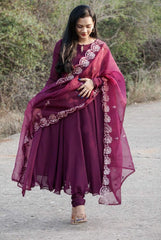 Bollywood Indian Pakistani Ethnic Party Wear Women Soft Pure Vichitra Gown With Dupatta Dress