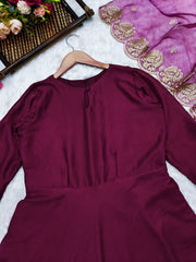 Bollywood Indische Pakistanische Ethno Party Wear Damen Weiches reines Vichitra Kleid mit Dupatta Kleid