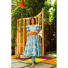 Bollywood Indische Pakistanische Ethnische Party Tragen Weiche Reine Blaue Musselin Maxi Kleid