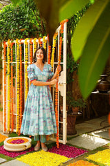 Bollywood Indische Pakistanische Ethnische Party Tragen Weiche Reine Blaue Musselin Maxi Kleid