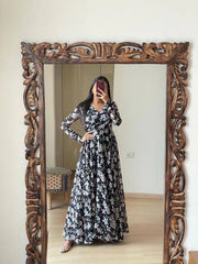 Bollywood, indisch, pakistanisch, ethnisch, Partykleidung, weiches Maxikleid aus reinem Georgette-Kunststoff