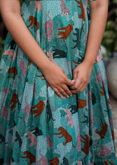 Bollywood, indische, pakistanische, ethnische Partykleidung, weiches, reines Georgette-Maxikleid mit Gepardenmuster